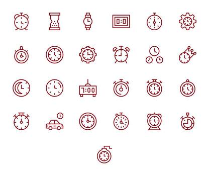 Regular Line Display Perfect Icons from Countdown Set with 25 128x128 Icons vector