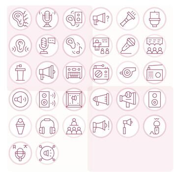 32 alto resolución íconos para altavoz en píxel optimizado Delgado línea formato vector