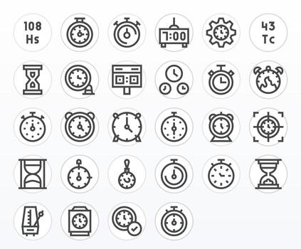 Timing Comprehensive Bundle with 28 Pixel Optimized Bold Line Retina Ready Icons vector