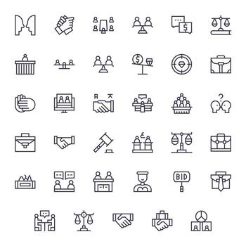 35 Icons for Negotiation optimized in Editable Retina Ready Regular Line resolution vector