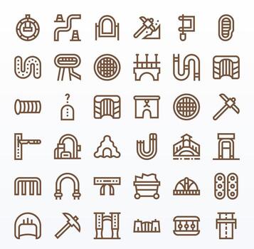 36 íconos para túnel optimizado en editable alto resolución negrita línea resolución vector