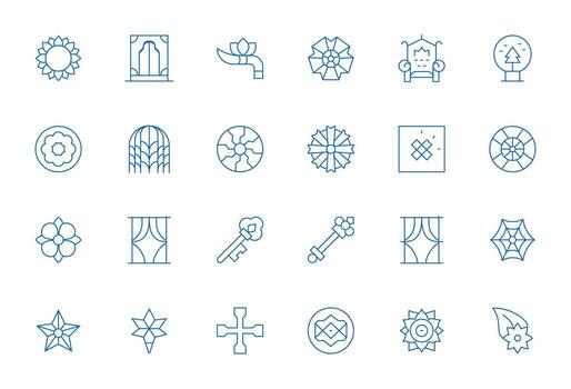 Ornate Comprehensive Bundle with 24 Pixel Optimized Thin Line Retina Ready Icons vector