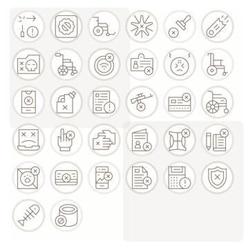 Invalid Complete Package with 32 64x64 Thin Line Pixel Aligned Icons vector