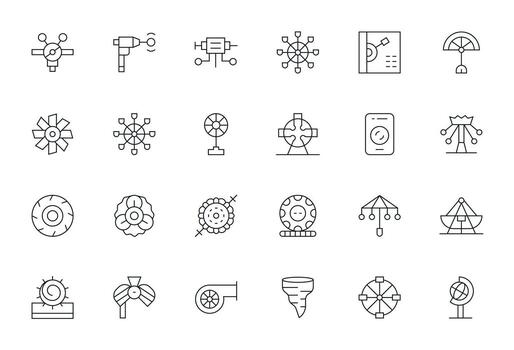 Rotating featuring 24 128x128 Icons in Thin Line Design vector