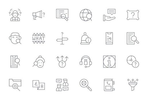 consulta esencial conjunto incluso 24 monitor Perfecto Delgado línea 128x128 íconos vector