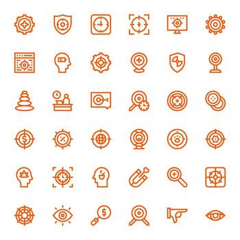 36 Pixel Optimized Bold Line Icons designed for Focus Interface vector