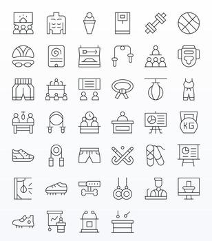 40 Thin Line Pixel Aligned Icons for Training Graphics vector