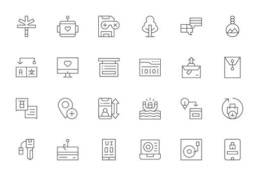 Save Visual Pack containing 24 Thin Line Grid Fitted Icons vector