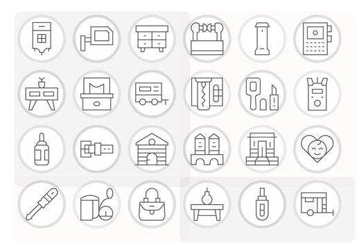 Small Pixel Aligned Set with 24 128x128 Thin Line Icons vector