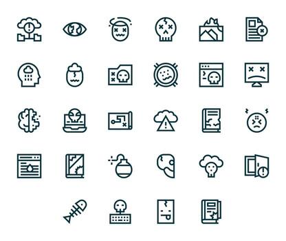 28 128x128 Bold Line Icons for Data Loss with Pixel Aligned precision vector