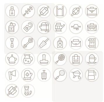 32 Thin Line Icons for Handle in crisp 256x256 Editable resolution vector