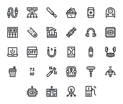 28 256x256 Bold Line Icons optimized for Electronics Detail Enhanced display vector