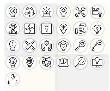 25 regular línea editable íconos a la medida para problema resolviendo retina Listo interfaz vector