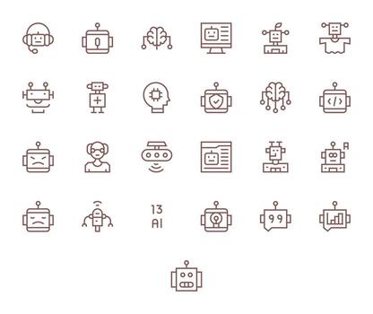 Ai Premium Bundle with 25 High Resolution Pixel Optimized Regular Line Icons vector