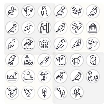 Bird Complete Package with 35 High Resolution Regular Line Pixel Optimized Icons vector