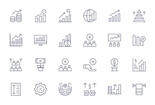 24 Thin Line Pixel Optimized 256x256 Icons from Increase Suite vector