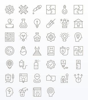 40 íconos para solución presentando retina Listo píxel alineado Delgado línea gráficos vector