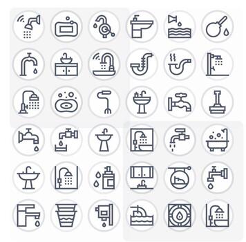 Faucet Icon Arsenal with 36 High Resolution Bold Line Pixel Optimized designs vector