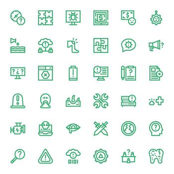 36 Grid Fitted 256x256 Icons for Problem in elegant Bold Line design vector