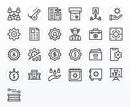 25 128x128 Regular Line Icons for Management with Display Perfect precision vector