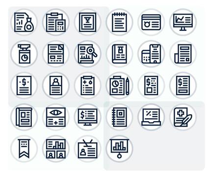 28 High Resolution Bold Line Icons optimized for Summary Editable display vector