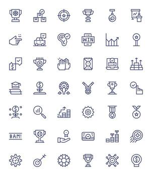 42 Retina Ready Regular Line Icons for Success with Pixel Aligned precision vector