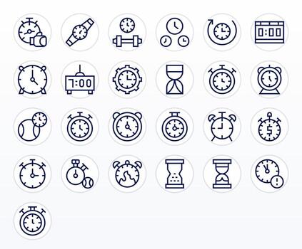 Stopwatch Comprehensive Bundle with 25 Grid Fitted Regular Line 256x256 Icons vector
