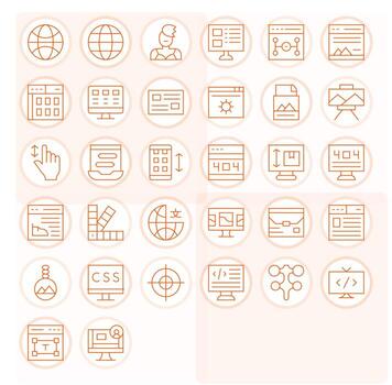 32 128x128 Thin Line Display Perfect Icons for Web Design Projects vector
