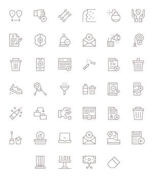 Remove Design Icons featuring 40 Grid Fitted Thin Line Style vector