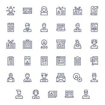 35 Grid Fitted Regular Line Icons designed for Registration Interface vector