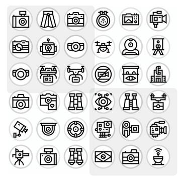 Camera featuring 36 High Resolution Icons in Bold Line Design vector