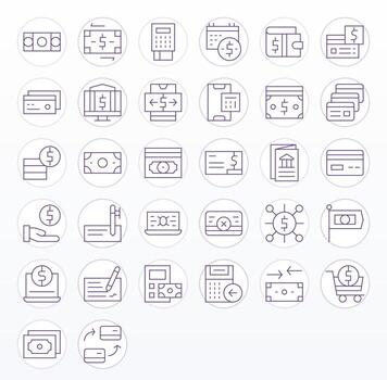 32 Delgado línea íconos diseñado para débito en 64 x 64 monitor Perfecto formato vector