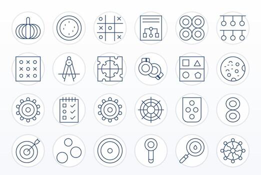 24 Thin Line Icons from Circles in High Resolution PIXEL Perfect Quality vector