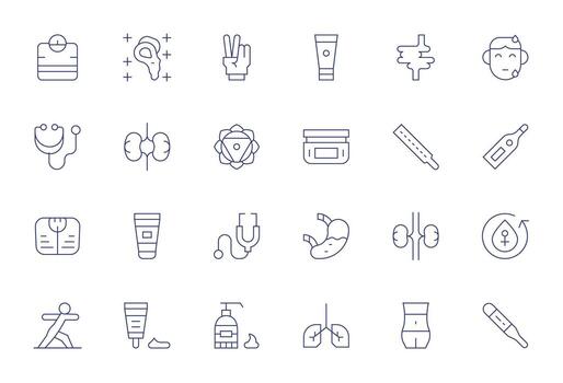Thin Line Pixel Optimized Icons from Body Set with 24 Retina Ready Icons vector