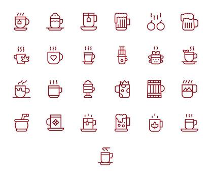 Mug Ultimate Package with 25 High Resolution Regular Line Editable Icons vector