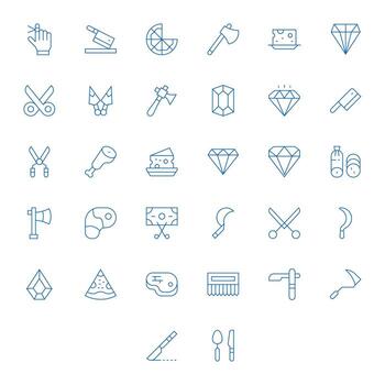 32 128x128 Thin Line Icons optimized for Cut Grid Fitted display vector