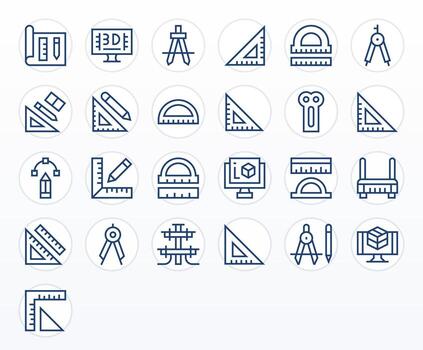 Cad Complete Package with 25 Retina Ready Regular Line Display Perfect Icons vector