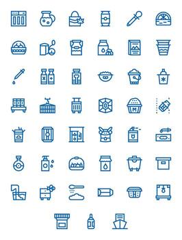 45 Bold Line Icons for Container in crisp High Resolution Display Perfect resolution vector