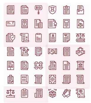 Contract Icon Collection featuring 42 Display Perfect High Resolution Regular Line Designs vector