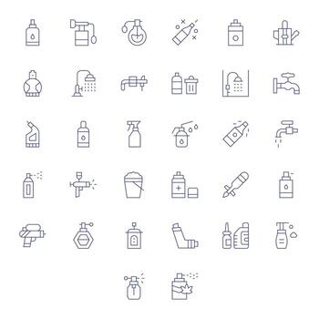 32 Delgado línea íconos diseñado para rociar en alto resolución monitor Perfecto formato vector