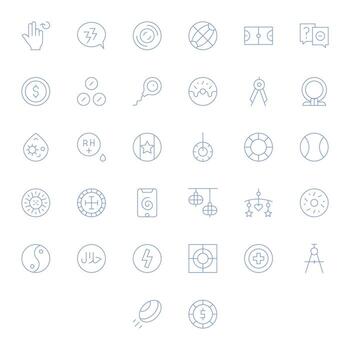 Circle Scalable Set featuring 32 PIXEL Perfect Thin Line 128x128 Icons vector