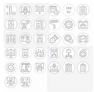 32 Thin Line Pixel Aligned 128x128 Icons from Project Suite vector