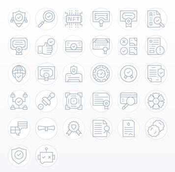 Thin Line Style Validation Icons with 32 High Resolution Editable Designs vector