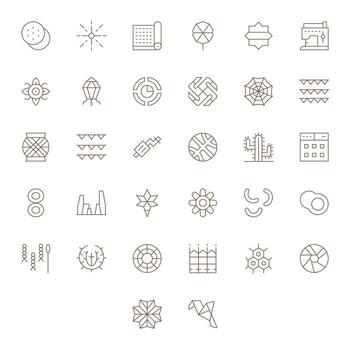 32 Icons for Pattern featuring 256x256 Pixel Optimized Thin Line Graphics vector
