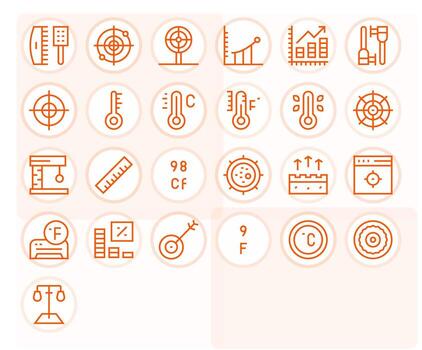 25 Retina Ready Icons for Metric in Editable Regular Line Format vector