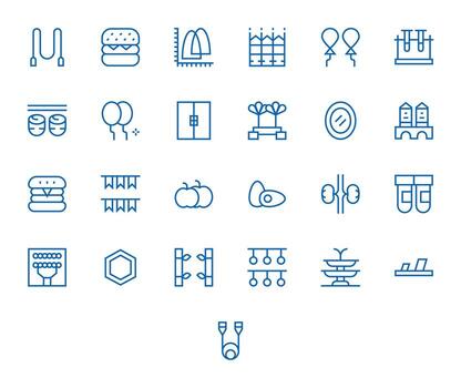 Double Icon Repository containing 25 Regular Line 64x64 Pixel Optimized graphics vector