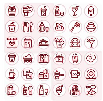 Cafe Icon Toolkit featuring 36 Pixel Optimized 128x128 Bold Line elements vector