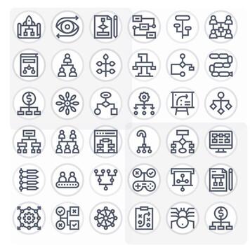 36 128x128 negrita línea íconos optimizado para diagrama de flujo editable monitor vector