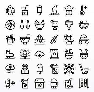 36 Bold Line Icons for Ice in crisp 128x128 Pixel Optimized resolution vector