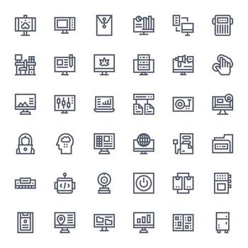 36 Bold Line Pixel Aligned Vectors for Computer Theme